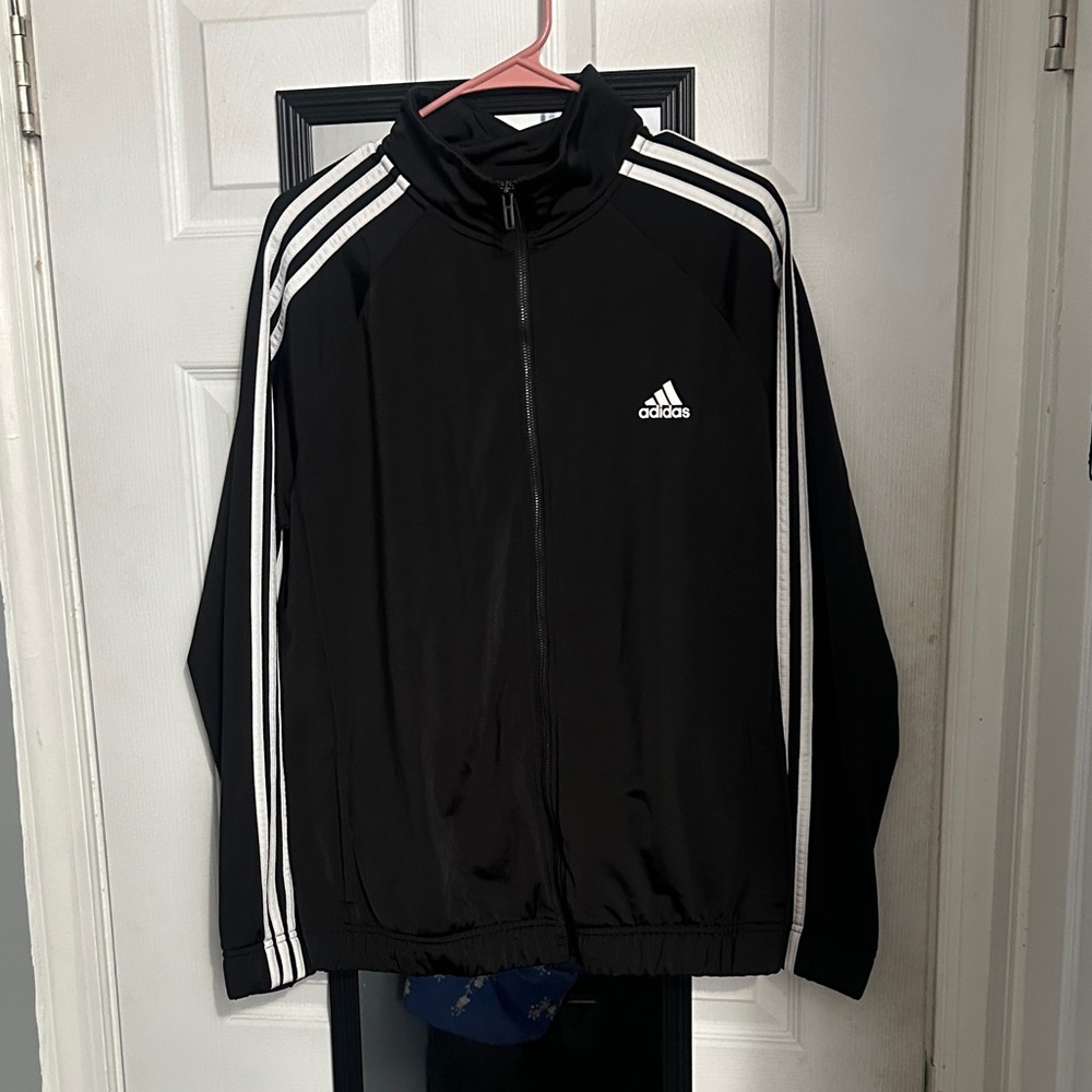 Adidas Women’s Black Track Jacket with Triple White Stripes